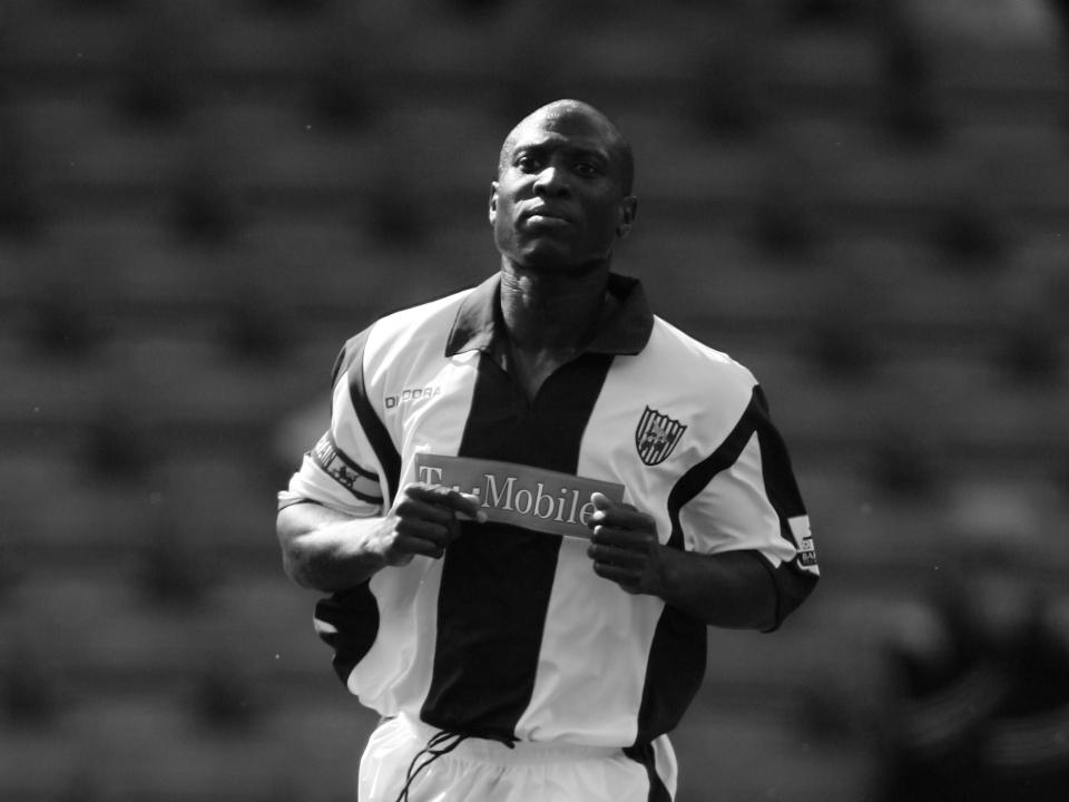 A black and white image of Kevin Campbell, who sadly passed away age 54