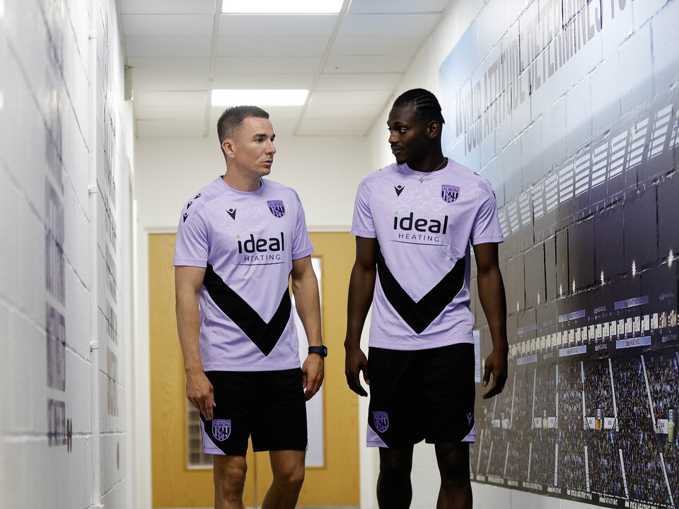 A photo of Jed Wallace and new Albion signing Ousmane Diakite in the 2024/25 training wear at the club's training ground