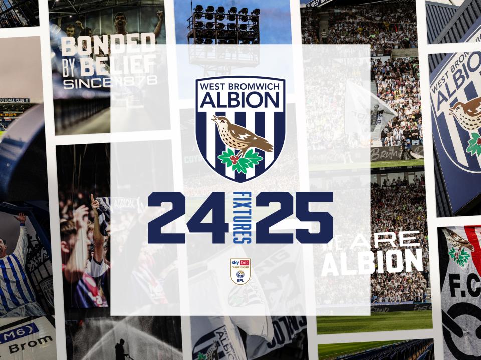 The title graphic for Albion's 2024/25 Sky Bet Championship fixtures