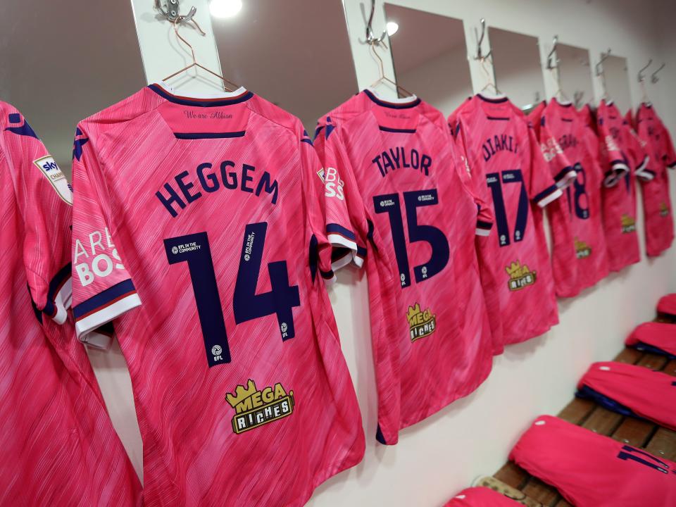 Albion's pink kit hanging in the QPR dressing room