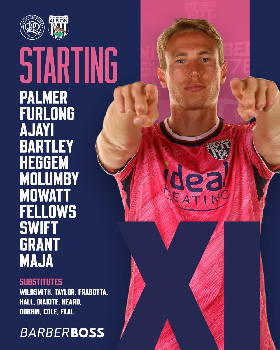 A graphic displaying Albion's starting XI against QPR