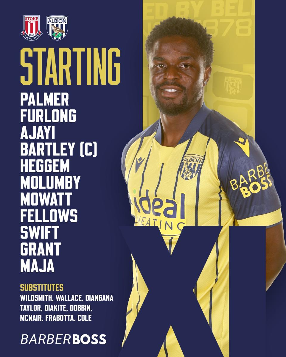 A graphic displaying Albion's starting XI against Stoke