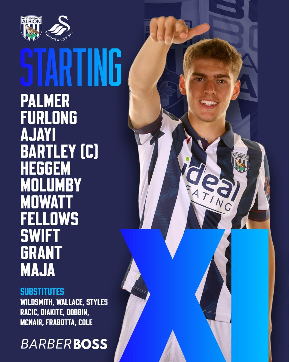 A graphic displaying Albion's starting XI against Swansea