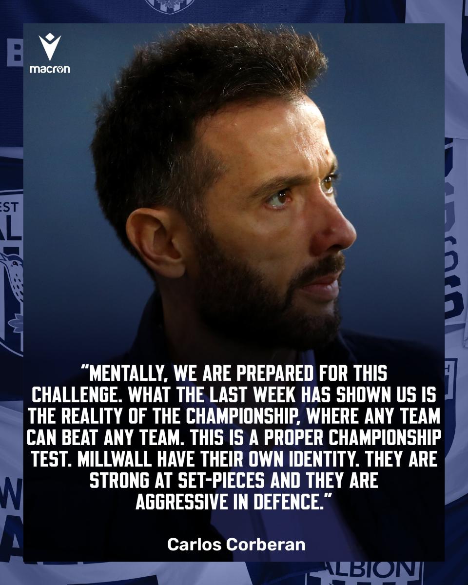 A graphic with quotes from Carlos Corberan, where he says: "Mentally we are prepared for this challenge. What the last week has shown us is the reality of the Championship, where any team can beat any team. This is a proper Championship test."