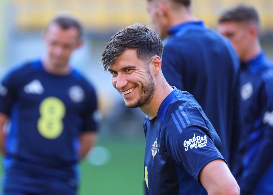 Paddy McNair in Northern Ireland training.