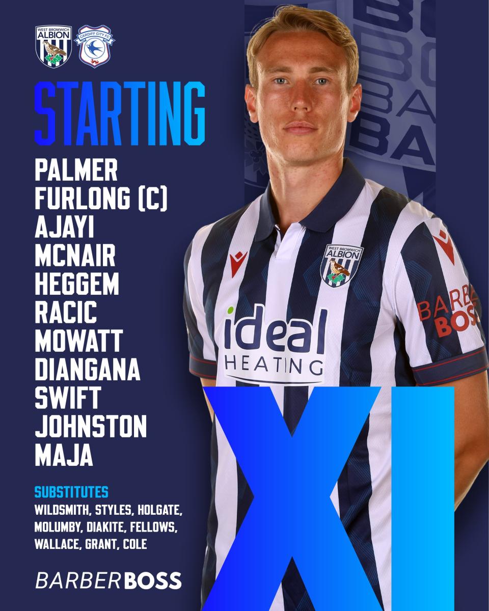 A graphic displaying Albion's starting XI against Cardiff