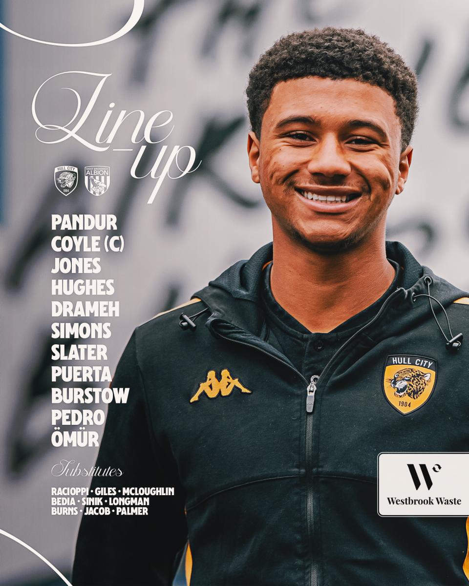 A graphic displaying Hull's starting XI against Albion