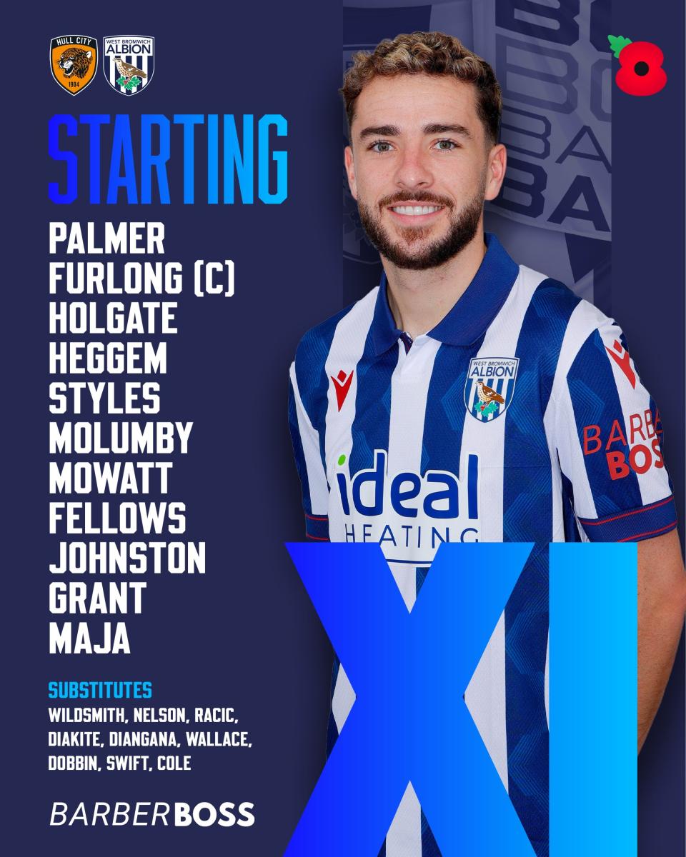 A graphic displaying Albion's starting XI against Hull