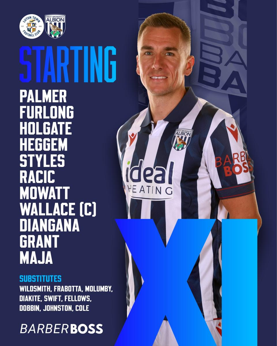 A graphic displaying Albion's starting XI against Luton