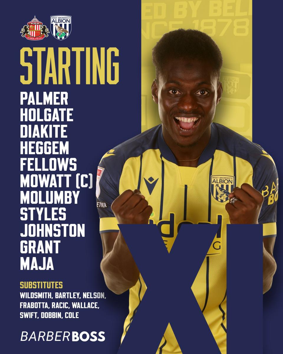 A graphic displaying Albion's starting XI against Sunderland