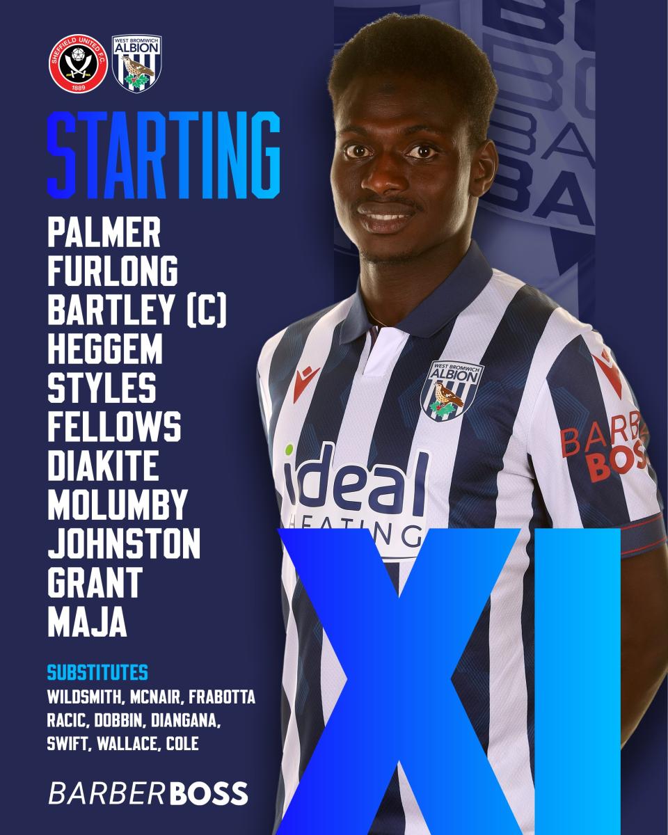 A graphic displaying Albion's starting XI against Sheffield United