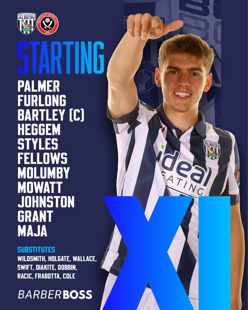 A graphic displaying Albion's starting XI against Sheffield United