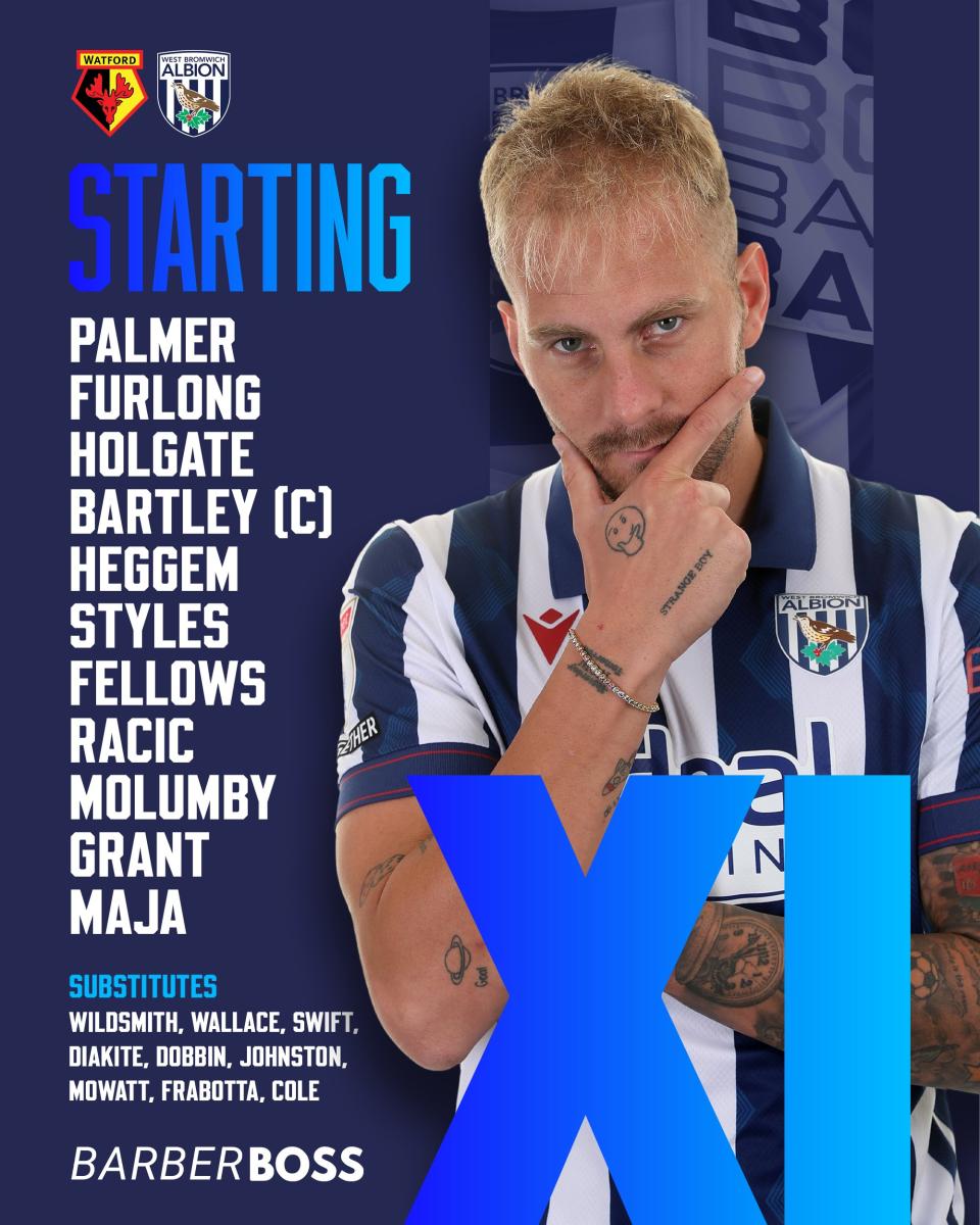 A graphic displaying Albion's starting XI against Watford
