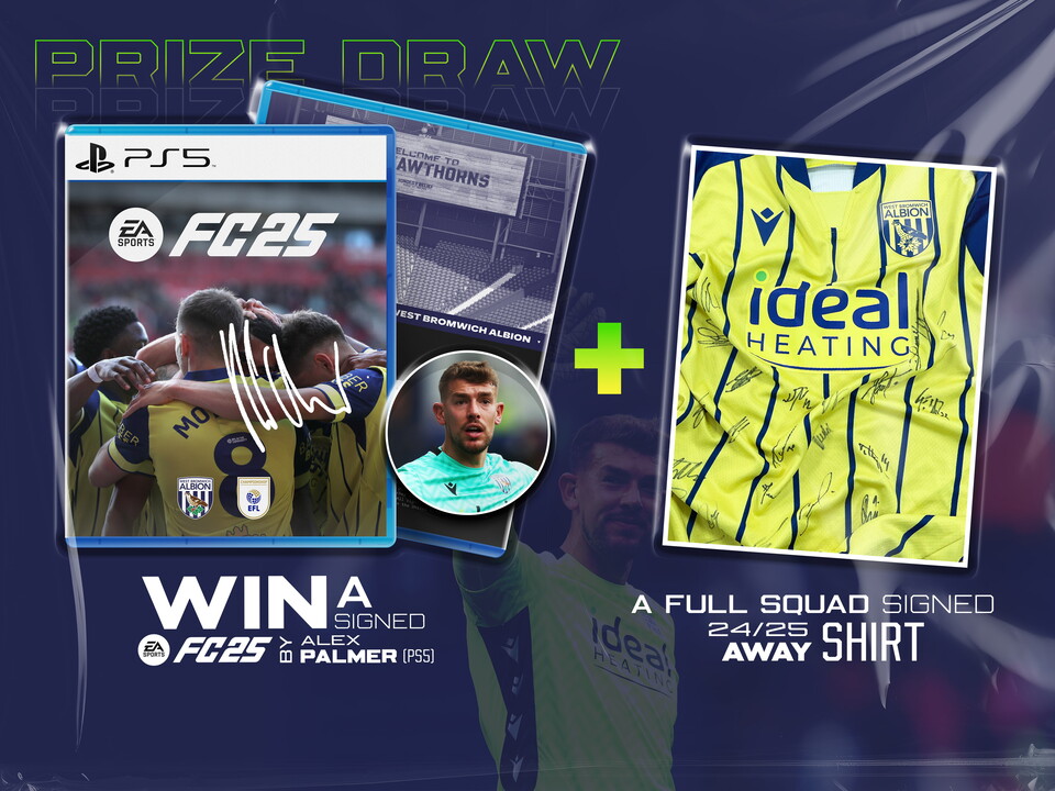 Win a signed copy of EAFC25 by Alex Palmer and a full squad signed 24/25 away navy and yellow shirt 