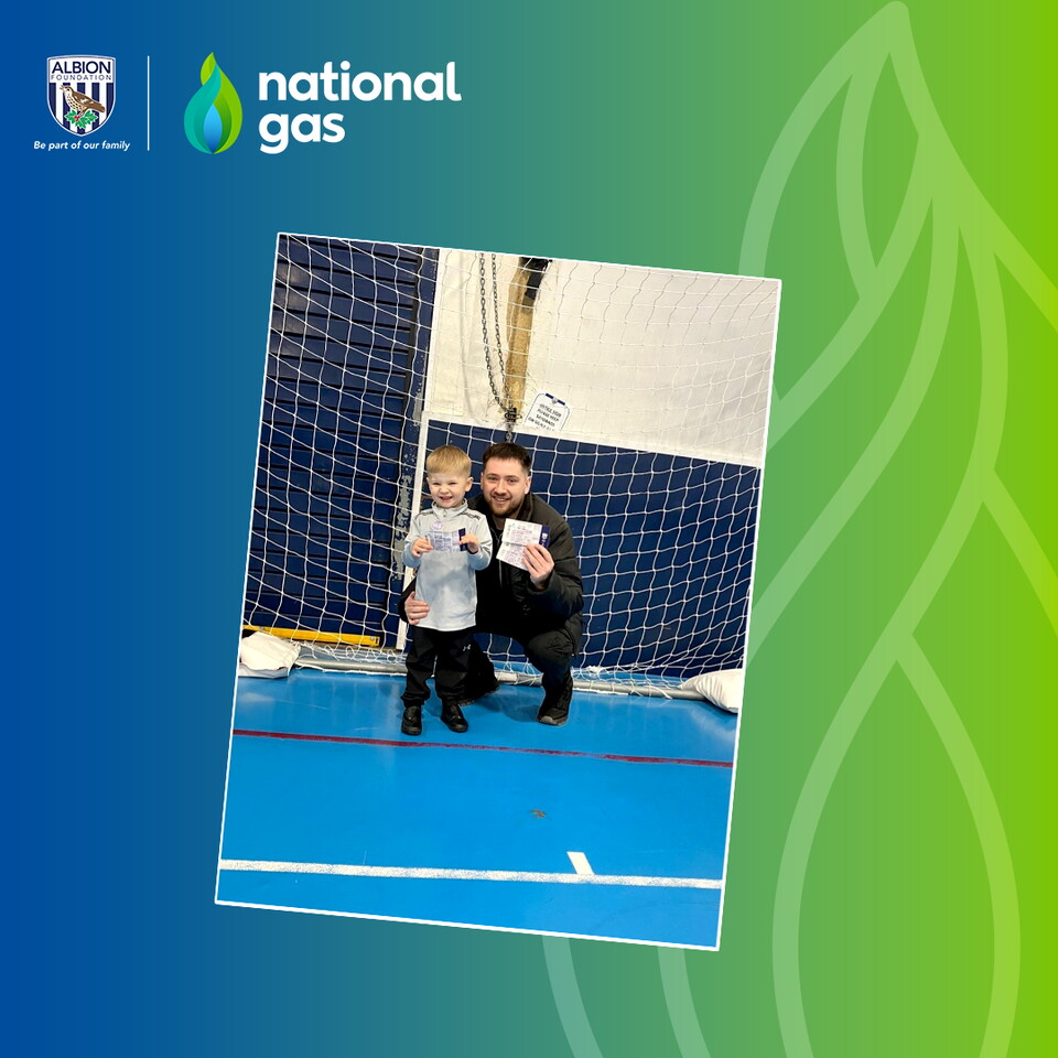 Lucas and his father after winning tickets to Albion vs Bristol City.