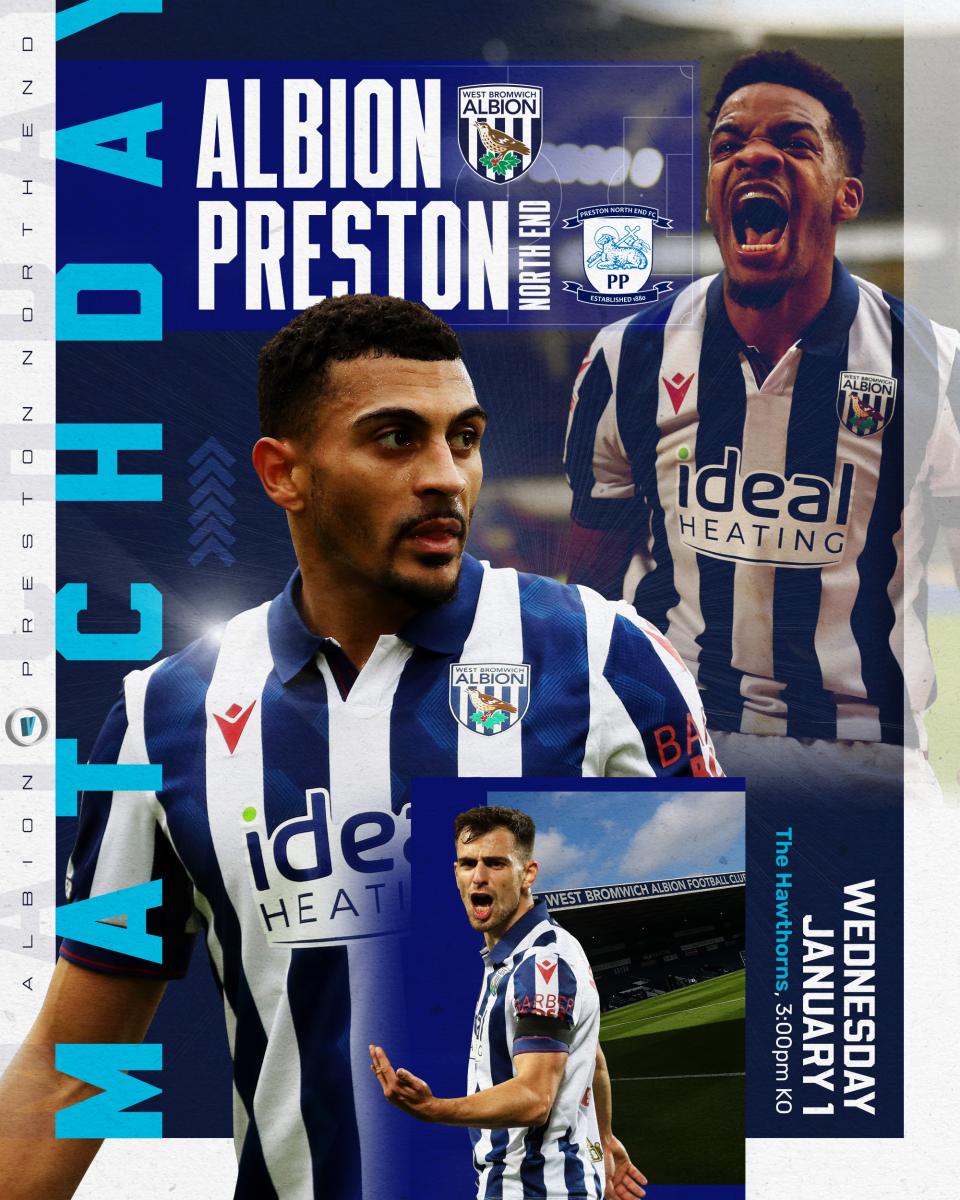 A matchday graphic for Albion's game against Preston