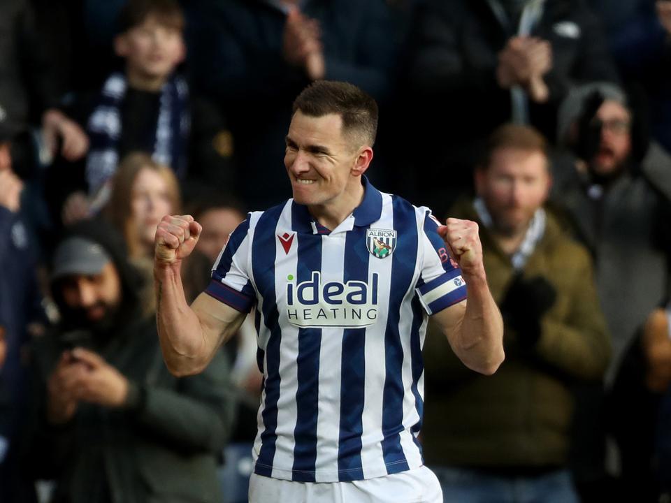 Jed Wallace celebrates after scoring against Portsmouth in the home kit 