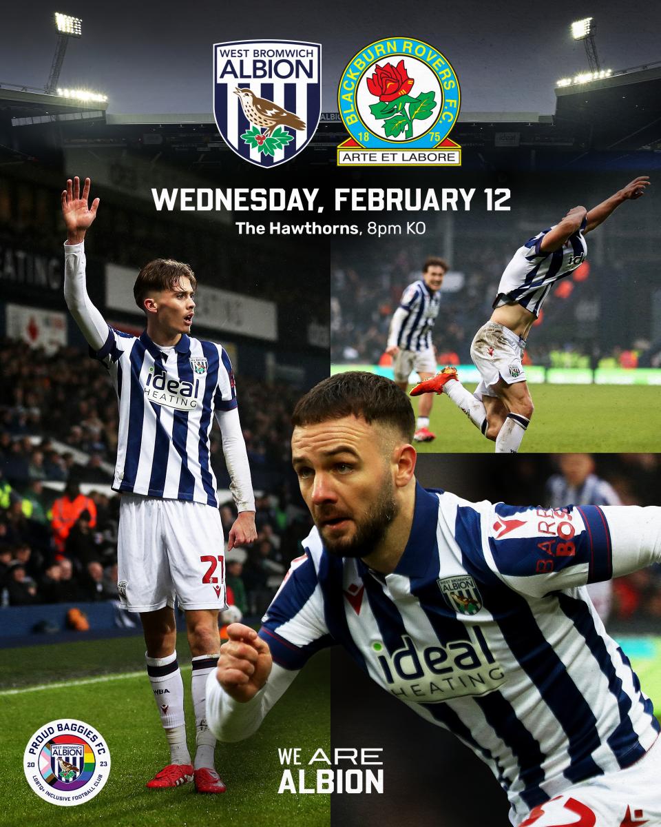 A matchday graphic for Albion's game against Blackburn Rovers, featuring Adam Armstrong & Isaac Price