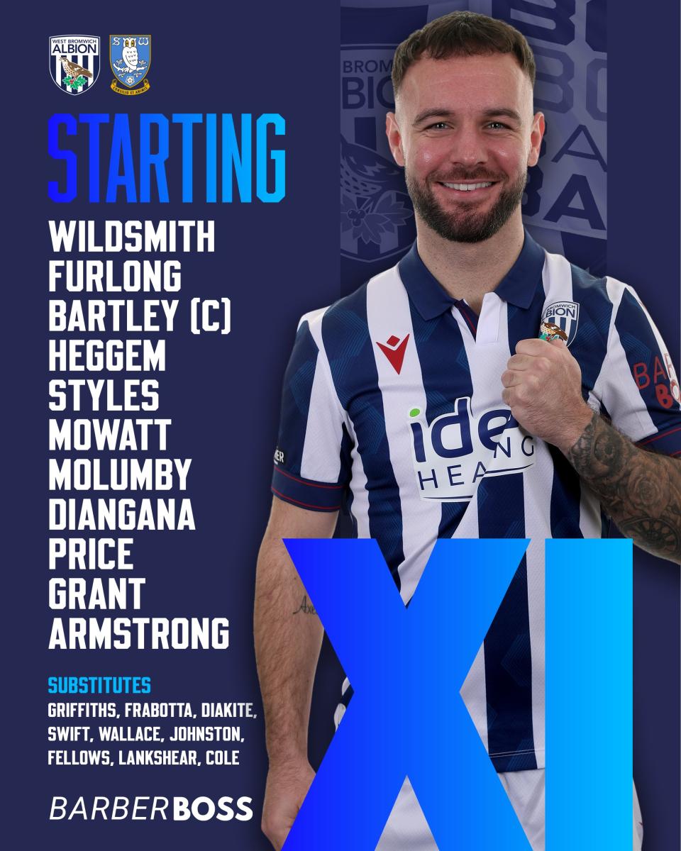 A graphic displaying Albion's starting XI against Sheffield Wednesday