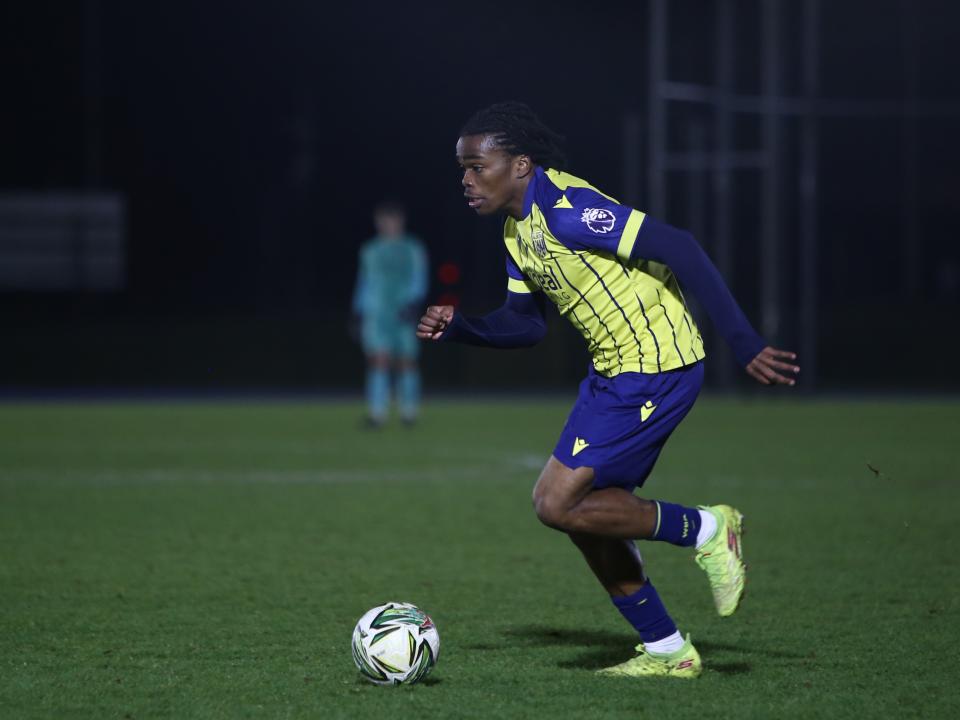 A photo of Albion U18 attacker Divine Onyemachi in the 2024/25 yellow kit