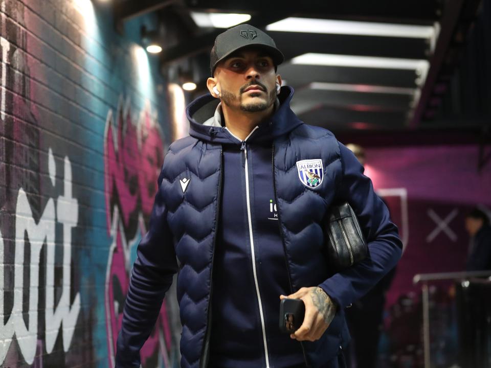 A photo of Albion forward Karlan Grant arriving at Turf Moor