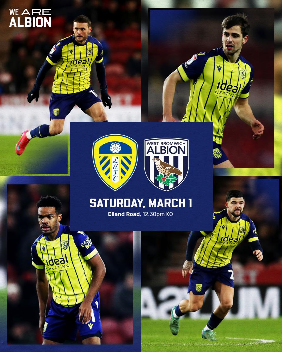 A matchday graphic for Albion's game against Leeds