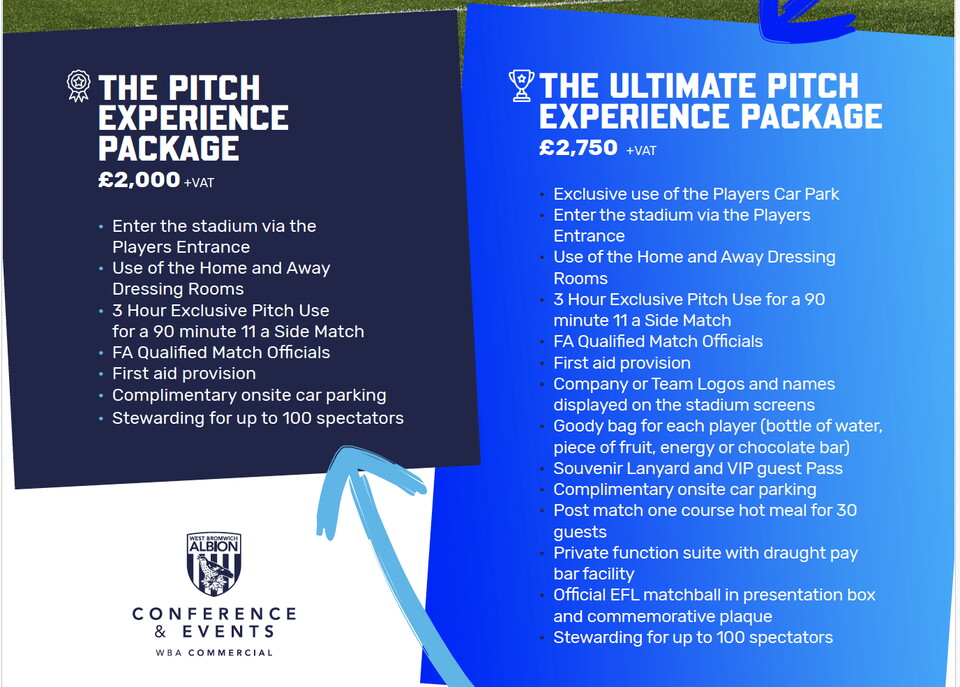 Play On The Pitch - The Hawthorns 2024/25 Packages