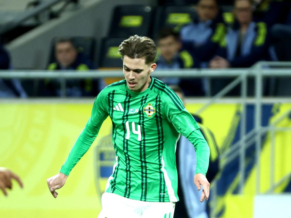 Isaac Price in action for Northern Ireland against Sweden 