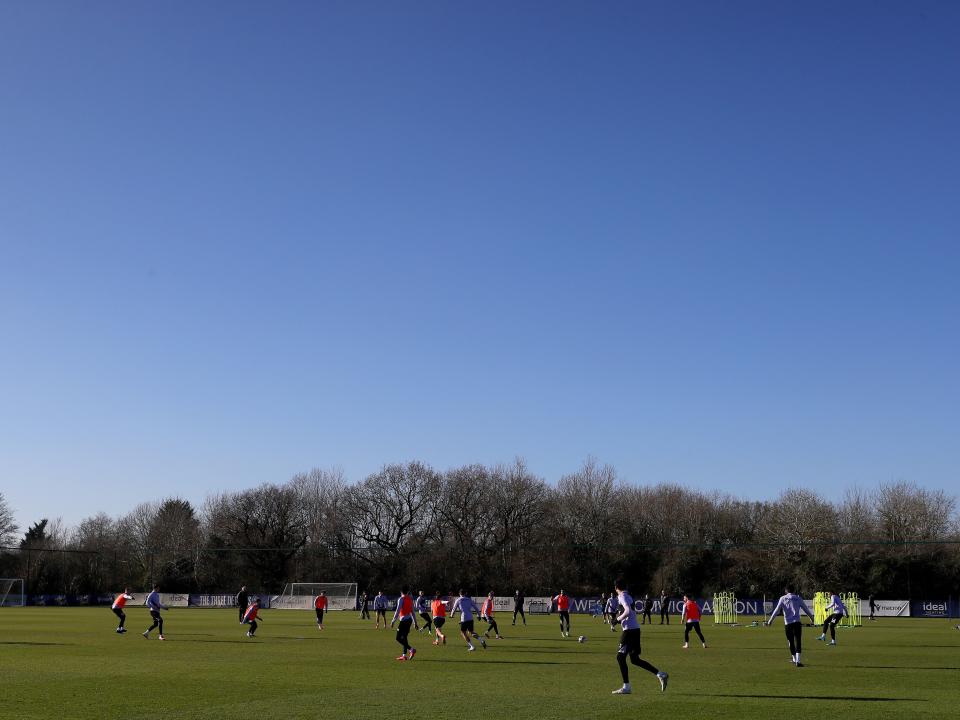 A photo of Albion players in training at the WBA Training Ground
