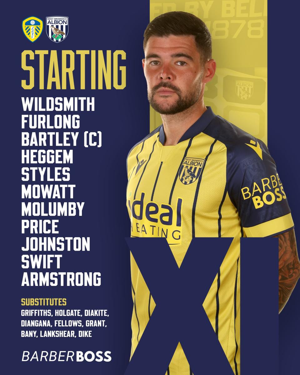 A graphic displaying Albion's starting XI against Leeds