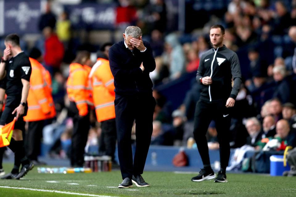Tony Mowbray looking dejected on the sideline at The Hawthorns 