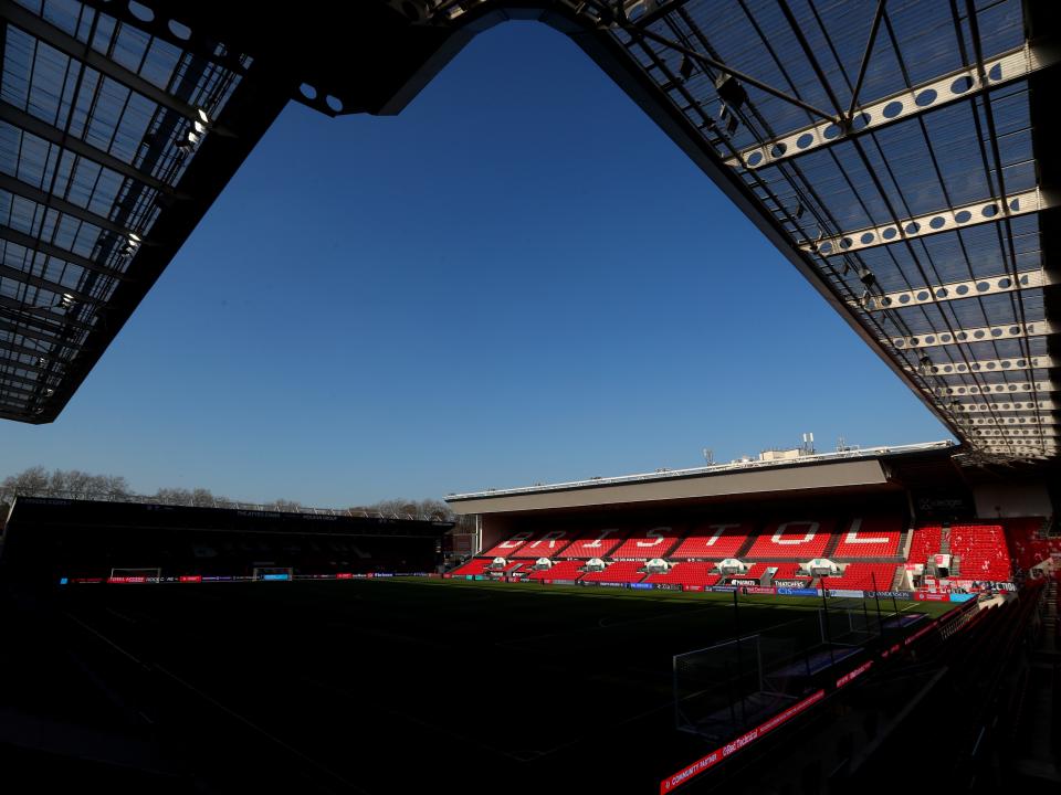 An image of Ashton Gate under blue skies