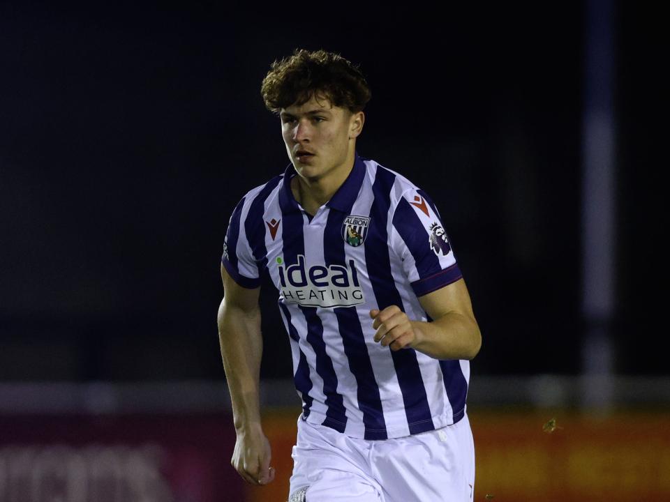 A photo of Albion U21 midfielder Cole Deeming in the 2024/25 home kit