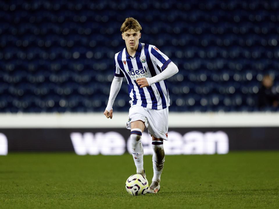 A photo of U16 Harry French in the 2024/25 home kit playing in the FA Youth Cup for the U18s