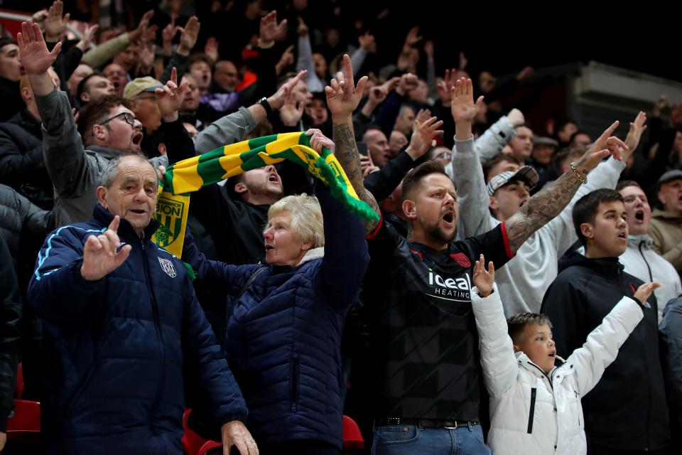 A general view of Albion fans singing songs