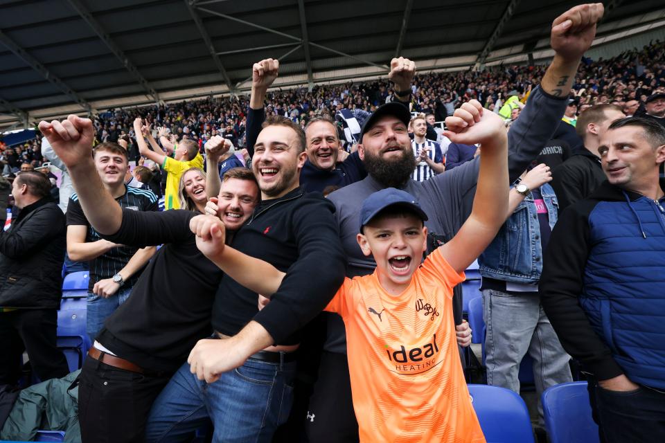 A general view of Albion fans cheering at a game 