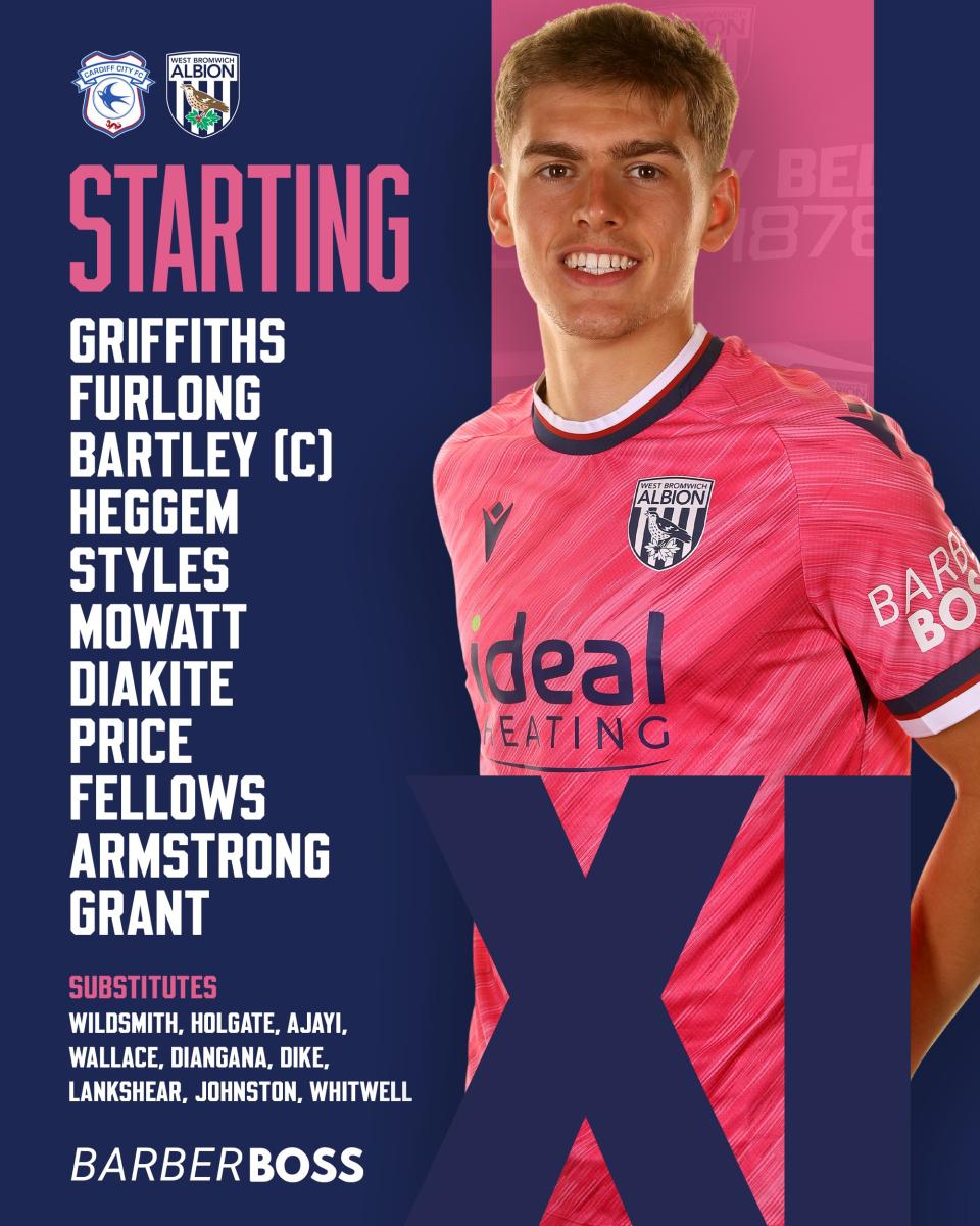 A graphic displaying Albion's starting XI against Cardiff
