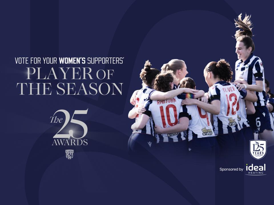 Supporters' player of the season voting main graphic with a team celebration in the home kit on 