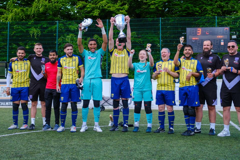 Albion Blind celebrate.