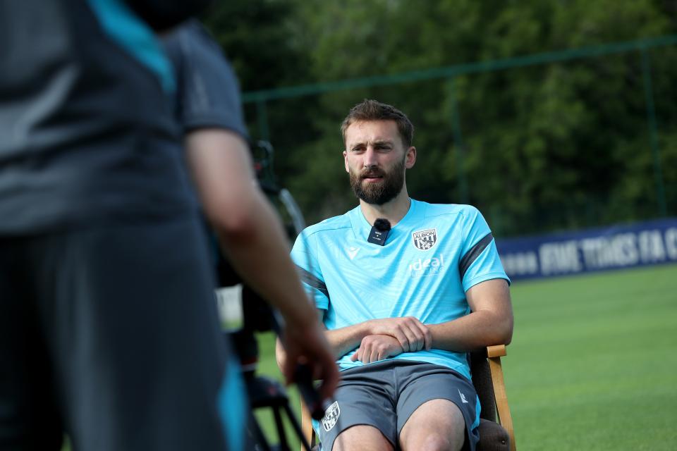 Nat Phillips is interviewed out on a training pitch 