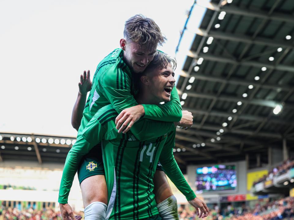 A photo of Isaac Price scoring for Northern Ireland