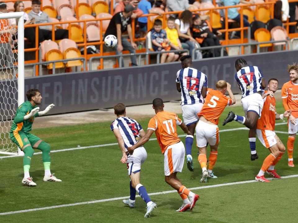 An image of Ousmane Diakite scoring against Blackpool