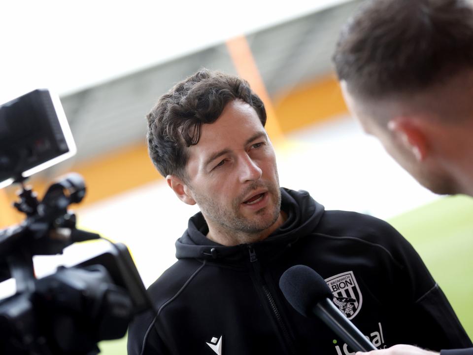 An image of Ryan Mason talking to WBA TV