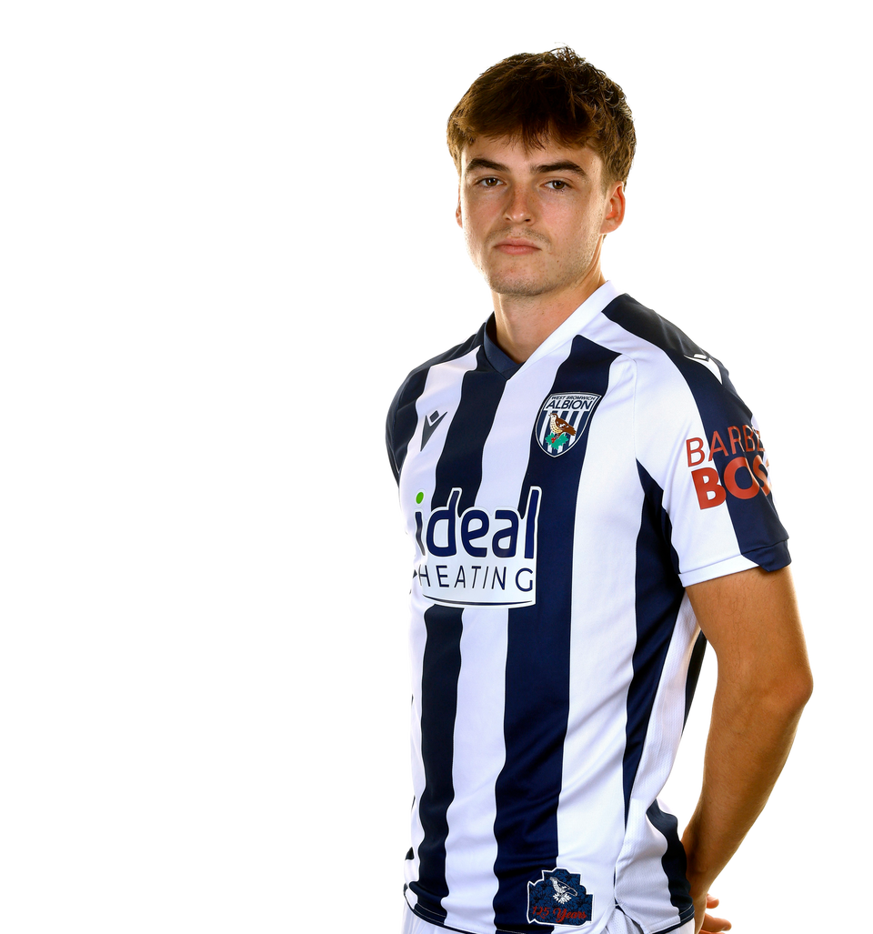 A photo of Albion U21 defender Alex Williams in the 2025/26 home kit