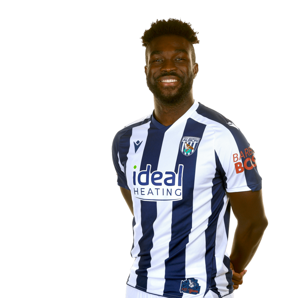 A photo of Albion striker Daryl Dike in the 2025/26 home kit