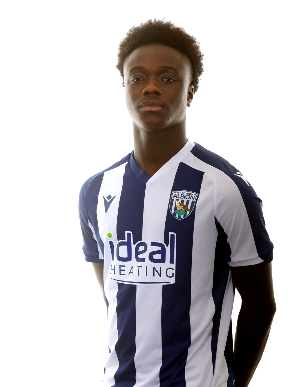 A photo of Albion U18 defender Dauda Iddrisa in the 2025/26 home kit