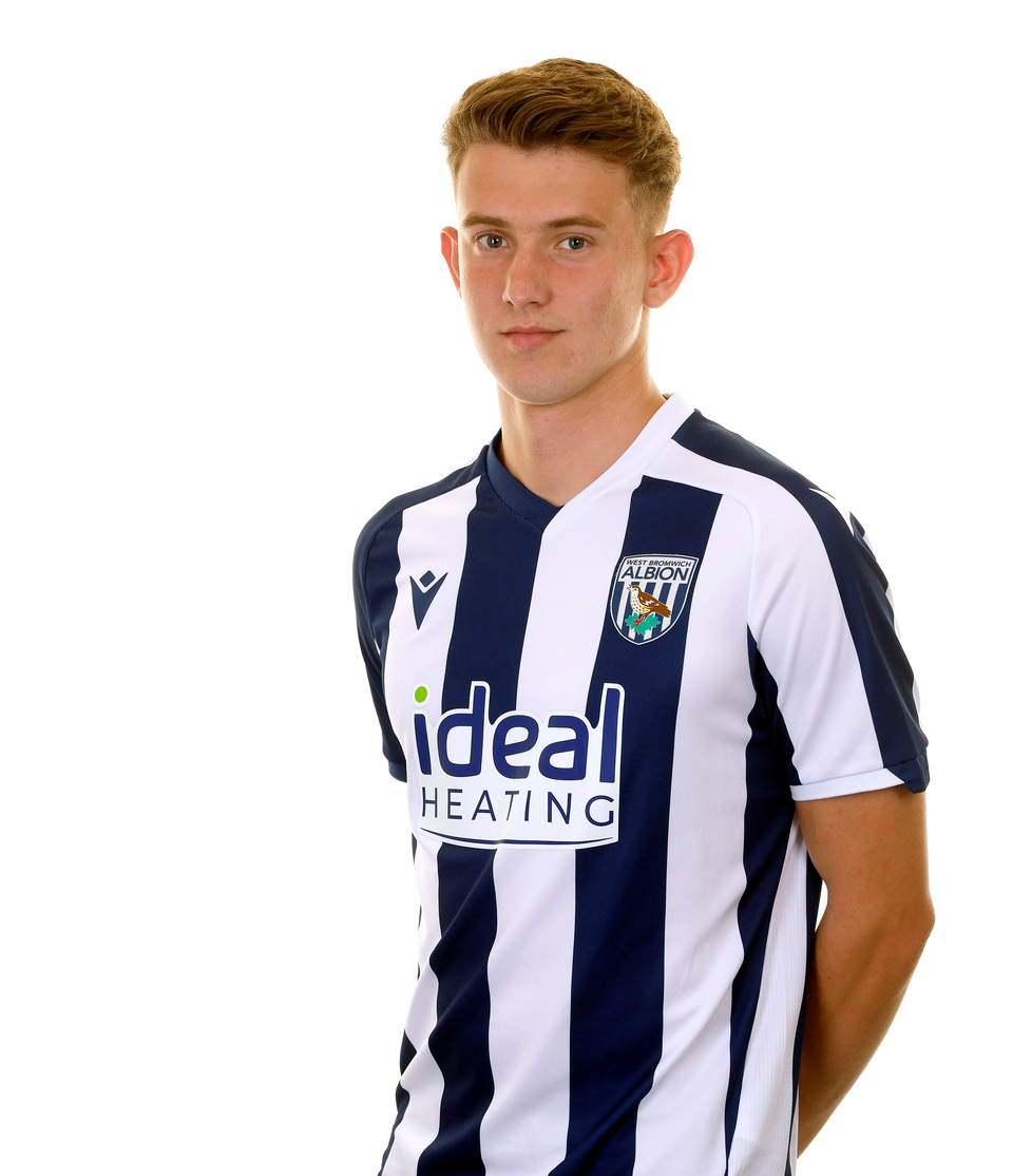 A photo of Albion U21 attacker Jack Bray in the 2025/26 home kit