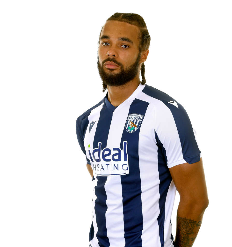 A photo of Albion U21 defender Jamal Mohammed in the 2025/26 home kit