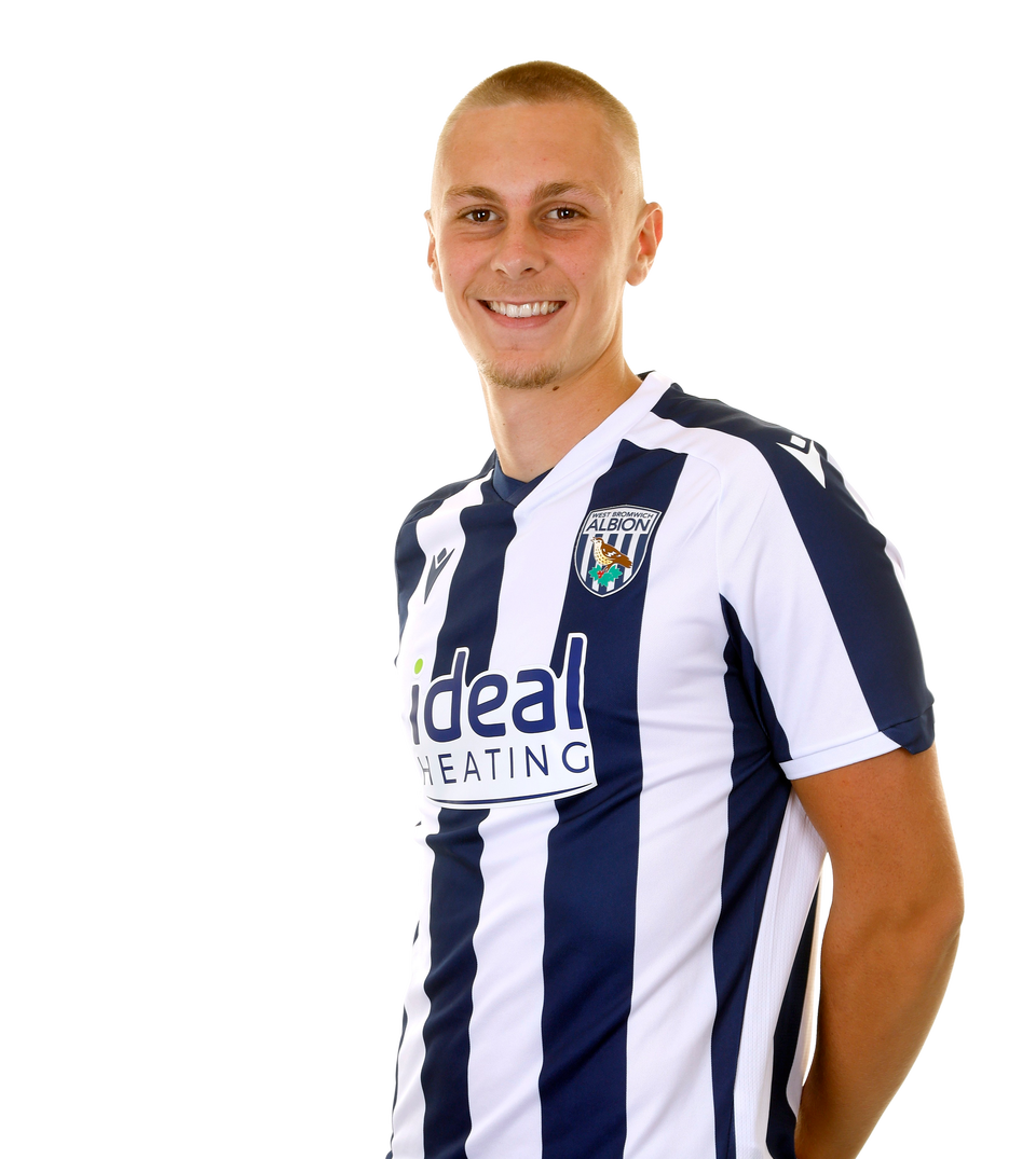 A photo of Albion U21 forward Layton Love in the 2025/26 home kit
