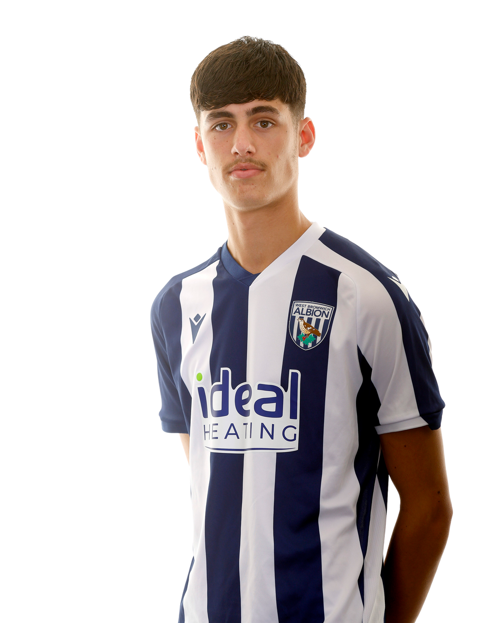 A photo of Albion U18 attacker Rio Parmar in the 2025/26 home kit